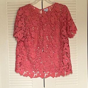 Liz Claiborne Coral Peach Short Sleeve Top Size 1X